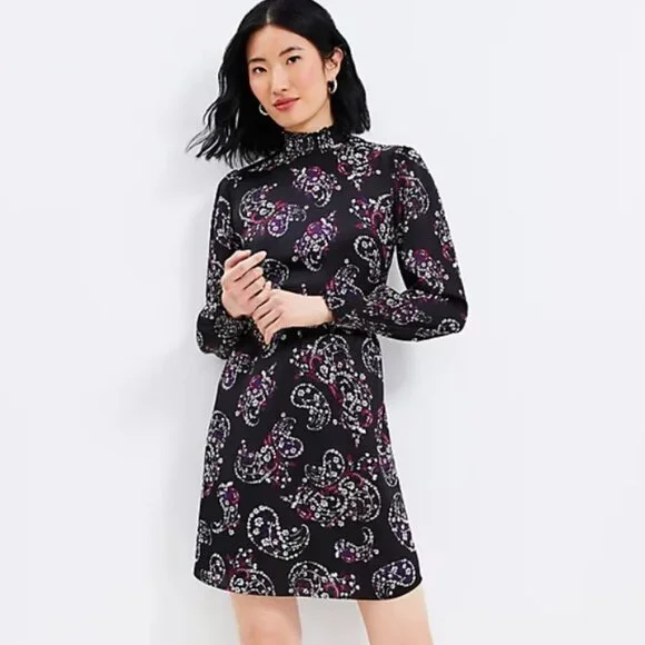 LOFT | Dresses | Petite Paisley Smocked Flare Dress | Poshmark